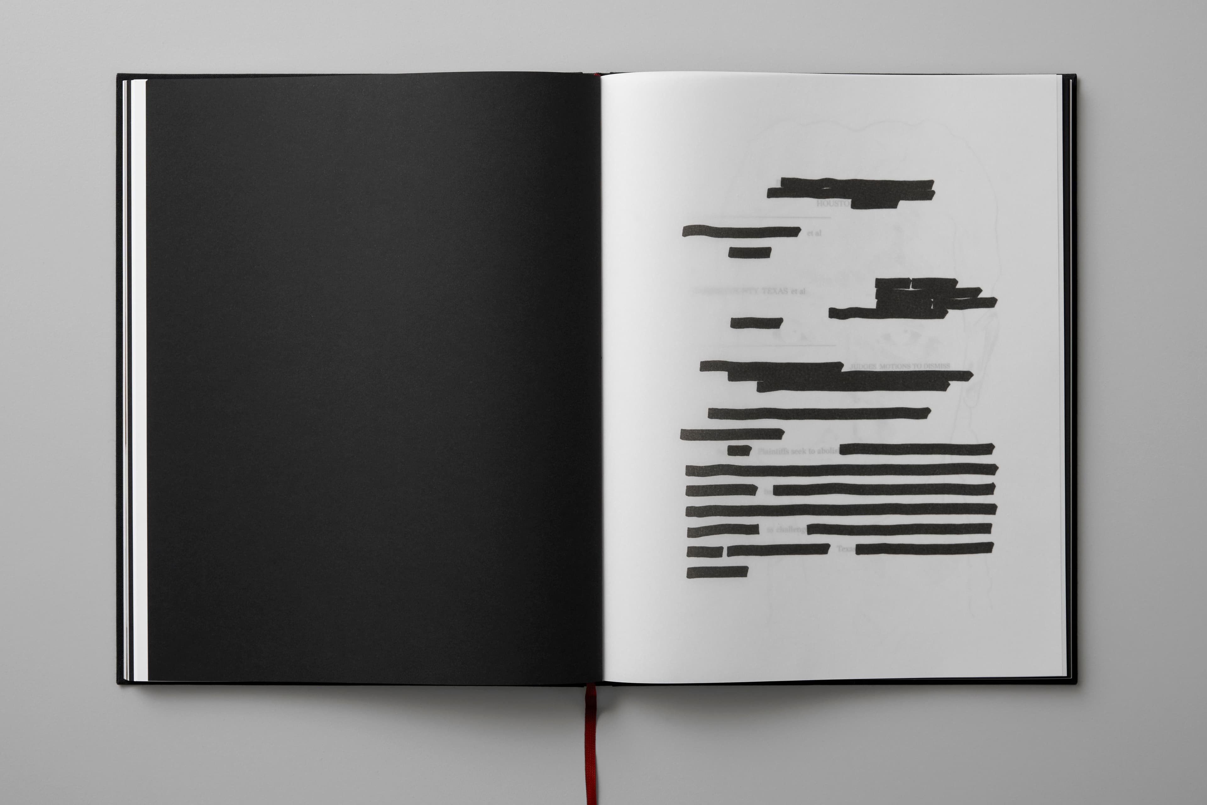 A white pencil sketch of a man on a dark background with lines redacted over it.