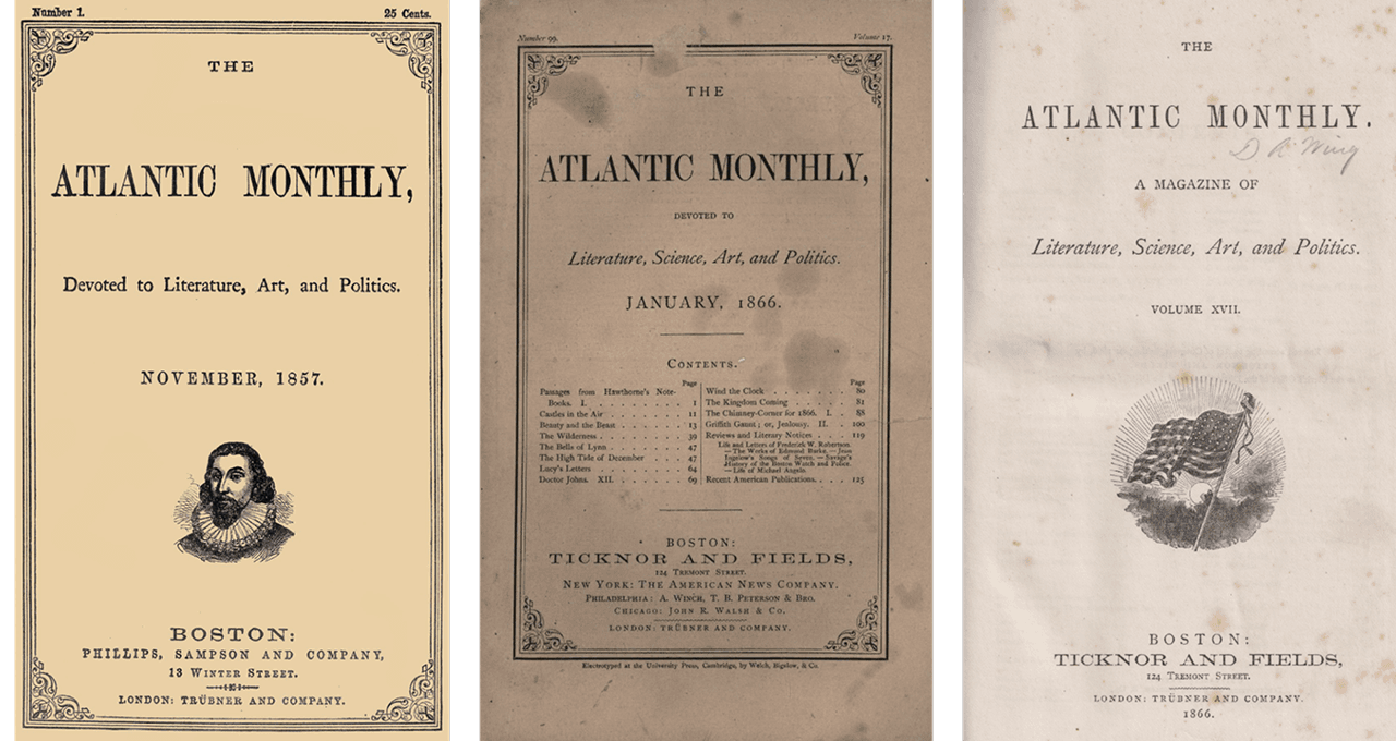Original title pages from The Atlantic Monthly, 1857-1866