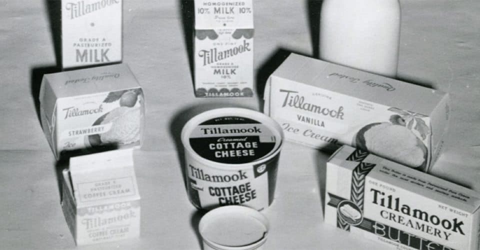 Historic examples of Tillamook packaging that inspired the new logo.