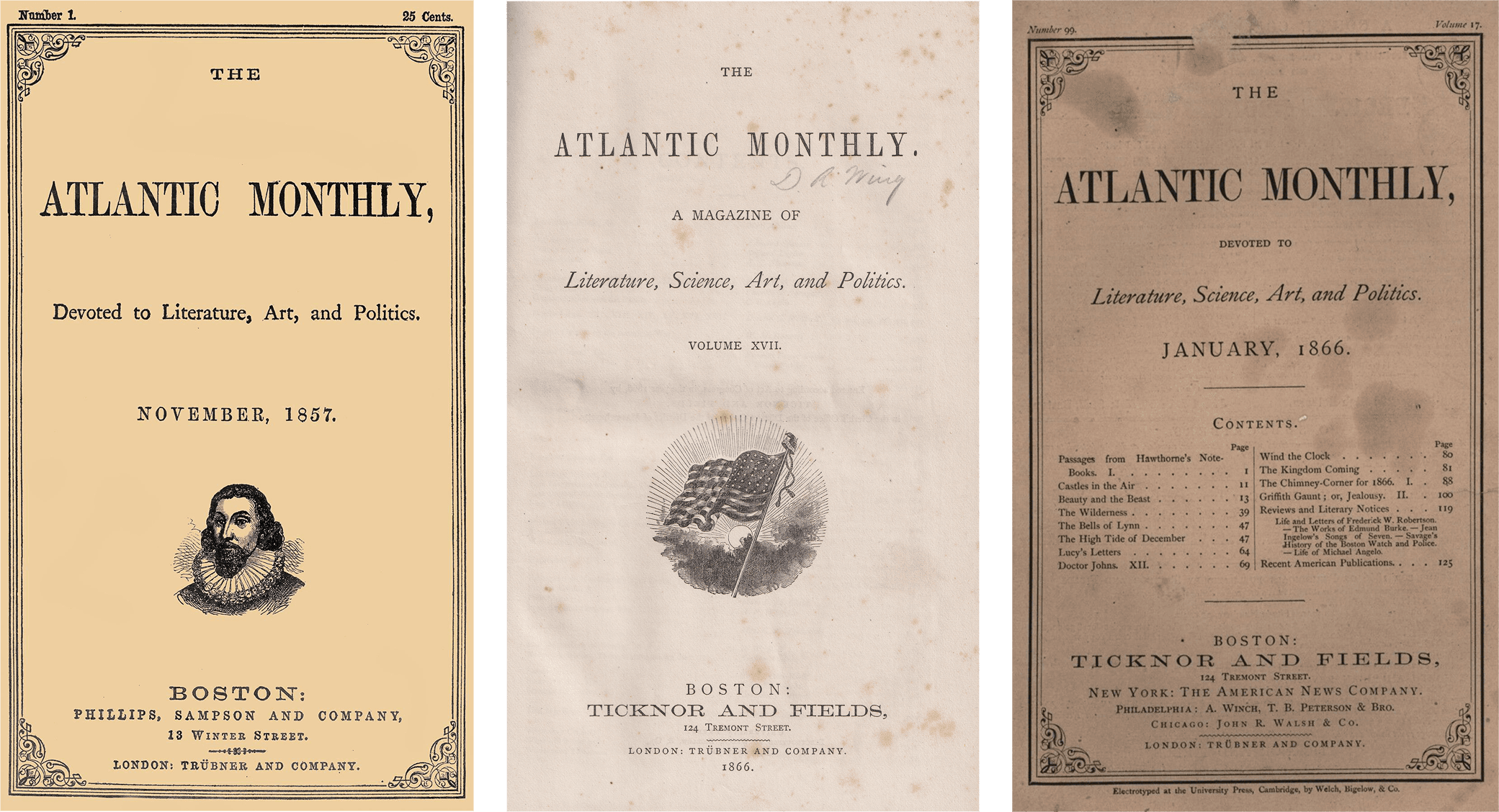 Nameplates from original issues of The Atlantic Monthly, 1857-1866