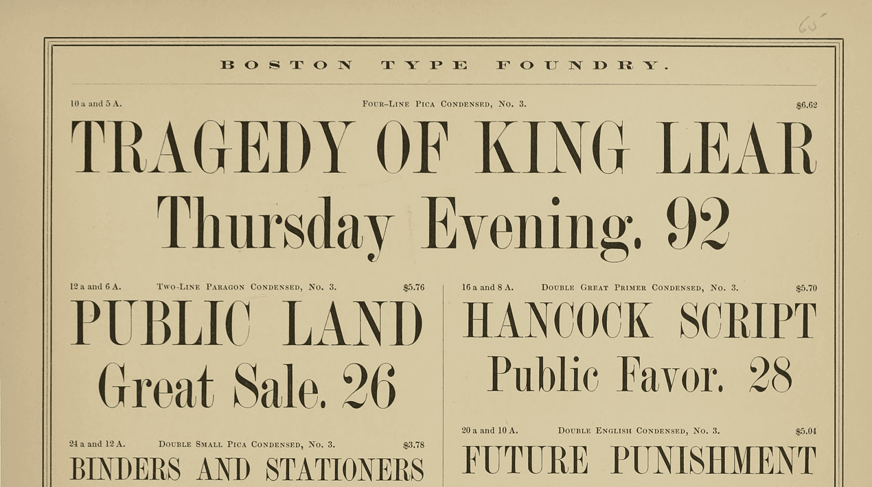 Specimens from the Boston Type Foundry served as a reference for The Atlantic fonts.